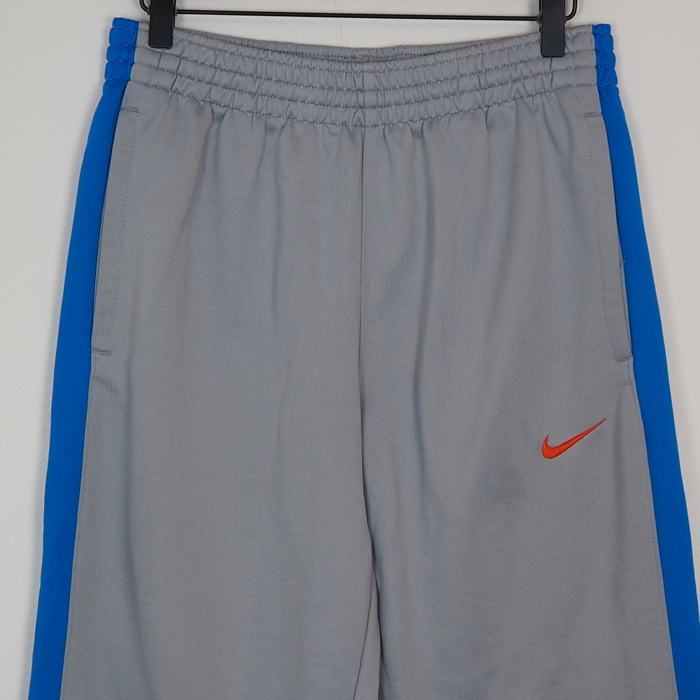 Nike Dri-Fit Track Pants Men's Size Medium Gray‎ Blue Orange Zip Up Ankle